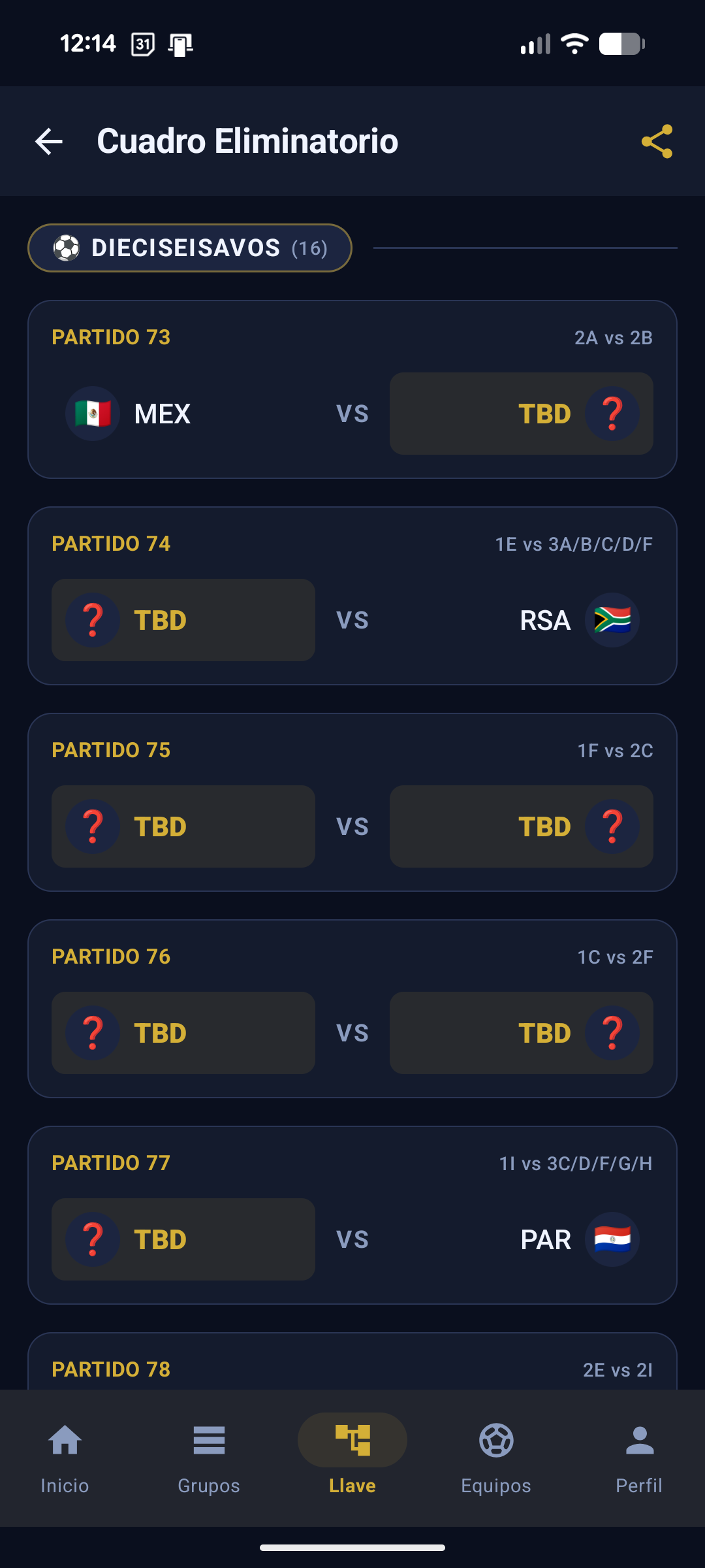 Cuadro Eliminatorio
