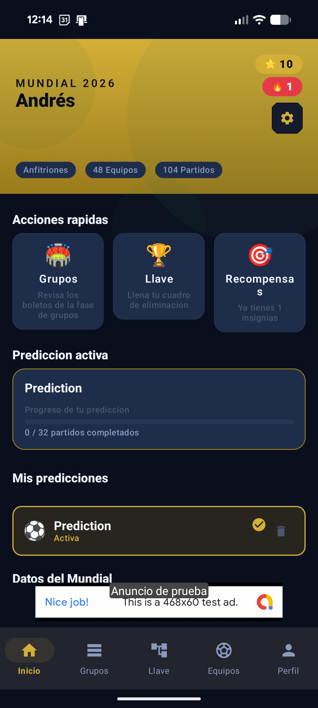 Pantalla de Inicio